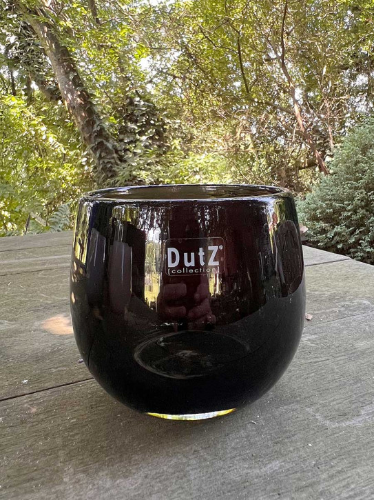 DutZ Collection Glas Übertopf Vase Windlicht bauchig H11 D13 smoke