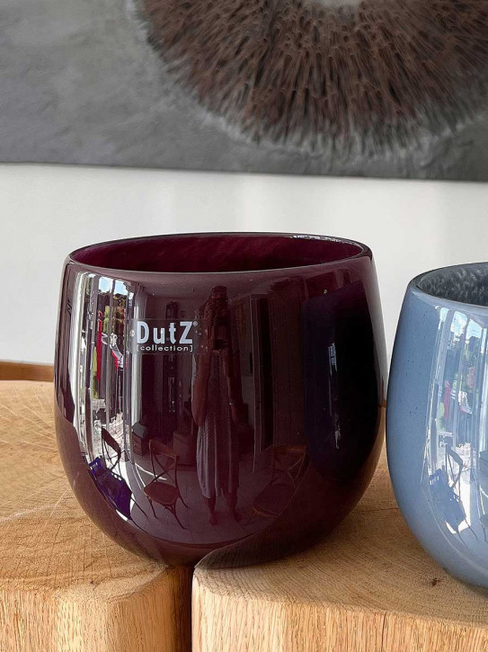 DutZ Collection Glas Pot Übertopf Vase Windlicht bauchig H14 D16 plum
