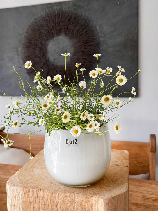 DutZ Collection Glas Pot Übertopf Vase Windlicht bauchig H14 D16 weiß