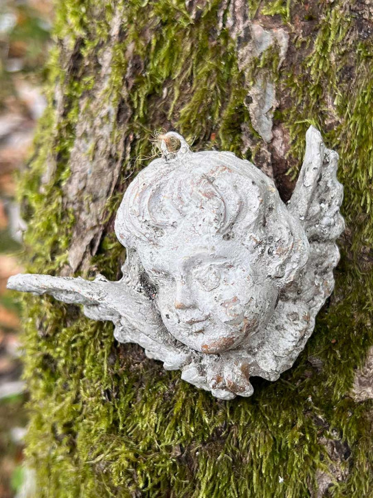 Engelbüste Engelkopf mit Flügeln Zement Anhänger