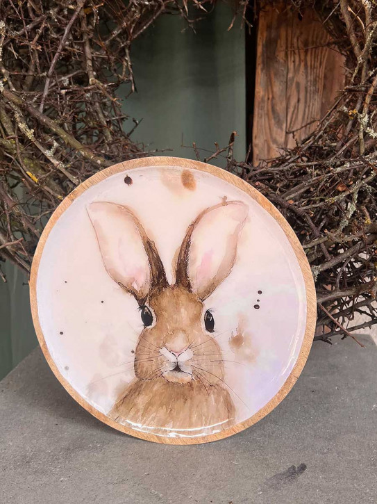 Holzteller Hase Osterhase rund D22