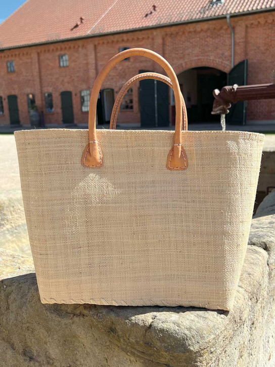 frosch und rabe Shopper natur beige M kurze Lederhenkel