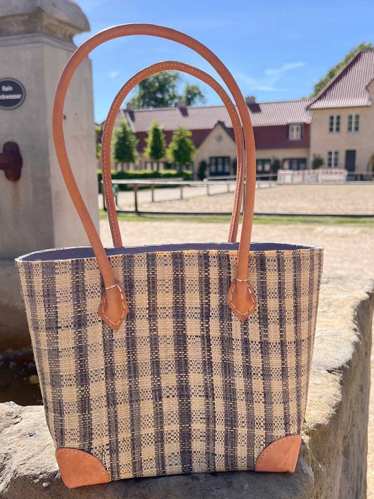 frosch und rabe Shopper grau kariert mit Futter Lederpatches S