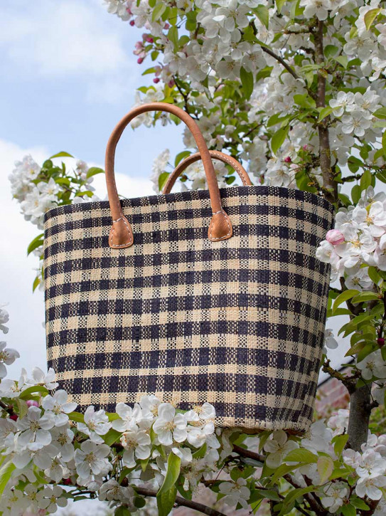 frosch und rabe Shopper schwarz kariert L