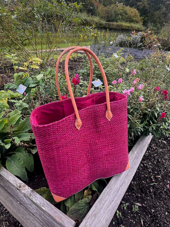 frosch und rabe Sisal Shopper Bordeaux mit Futter lange Lederhenkel frosch und rabe Sisal Shopper Bordeaux mit Futter lange Lederhenkel