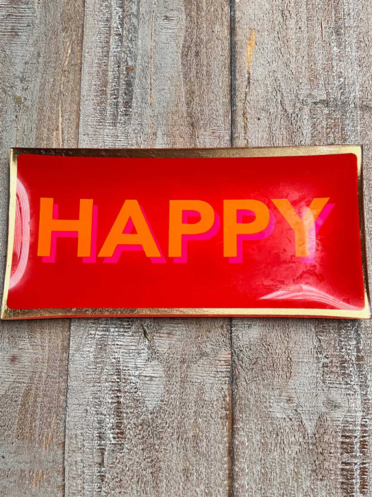 Love Plate Glasteller L Happy rot gold GiftCompany
