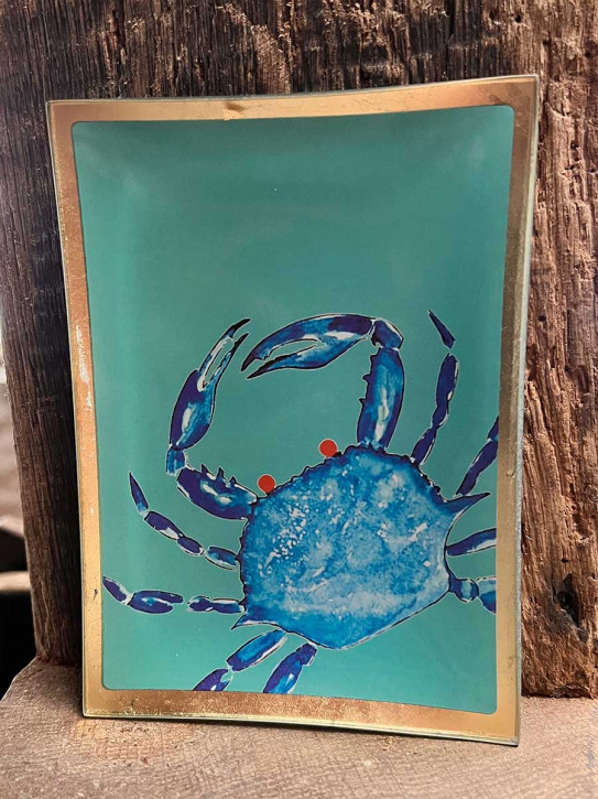 Love Plate Glasteller M blaue Krabbe Cote D'azur gold GiftCompany
