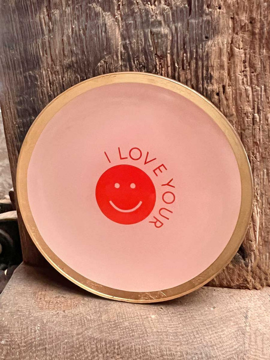 Love Plate Glasteller M I love your smile rund rosa gold GiftCompany