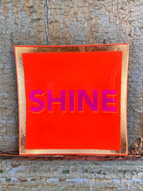 Love Plate Glasteller S Shine neon-orange gold GiftCompany