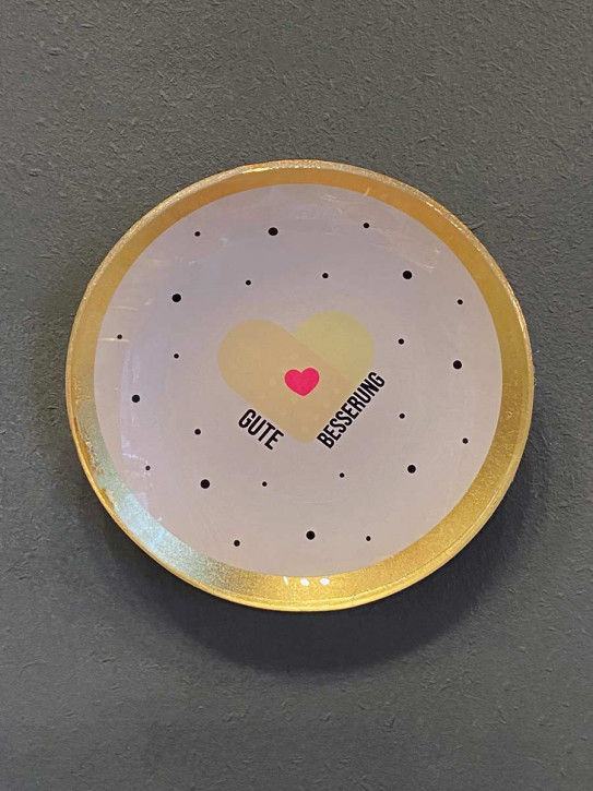 Love Plate Glasteller S Gute Besserung rund rosa-gold GiftCompany