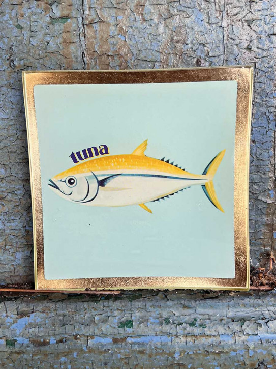 Love Plate Glasteller S tuna Thunfisch mint gold GiftCompany