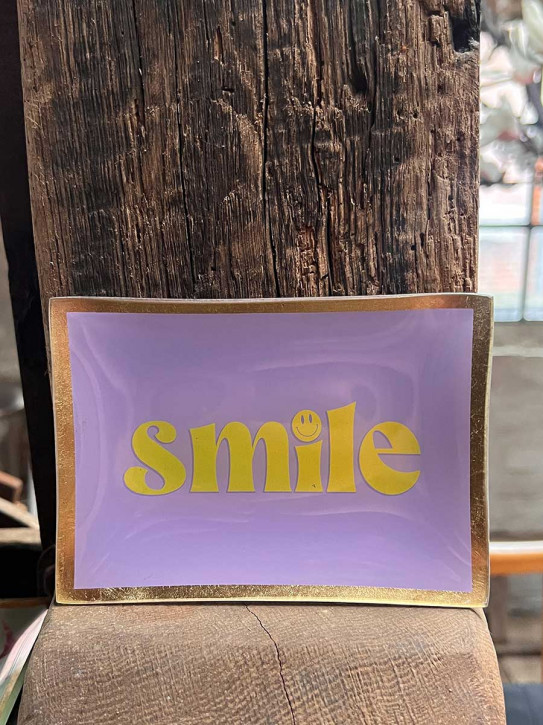 Love Plate Glasteller M smile lila-gelb GiftCompany