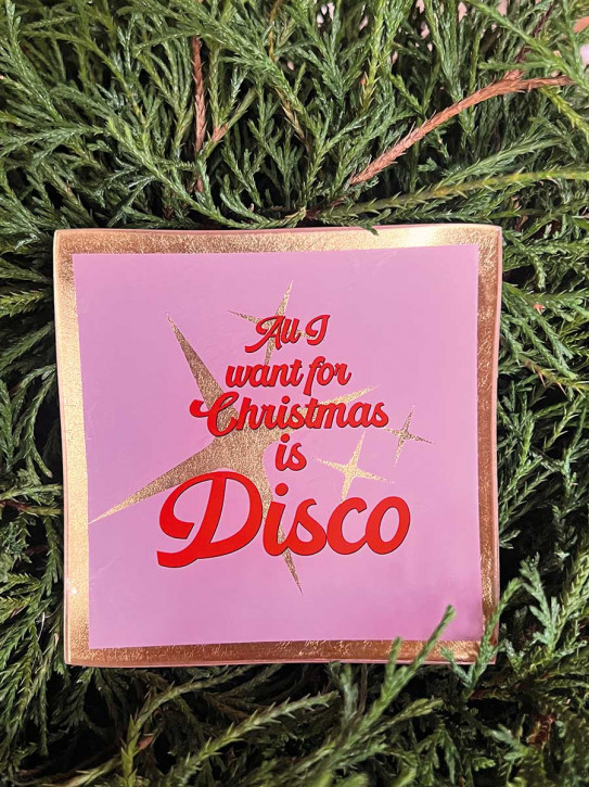 Love Plate Glasteller S all i want for christmas is disco rosa-rot GiftCompany