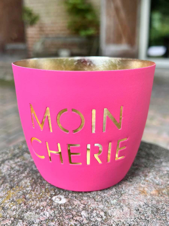 Madras Windlicht M Motiv Moin Cherie pink-gold GiftCompany