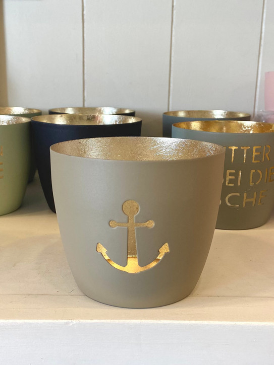 Madras Windlicht M Anker sandstone-gold GiftCompany