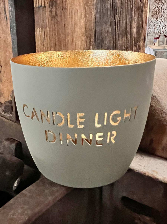 Madras Windlicht M Candle light dinner sandstone-gold GiftCompany