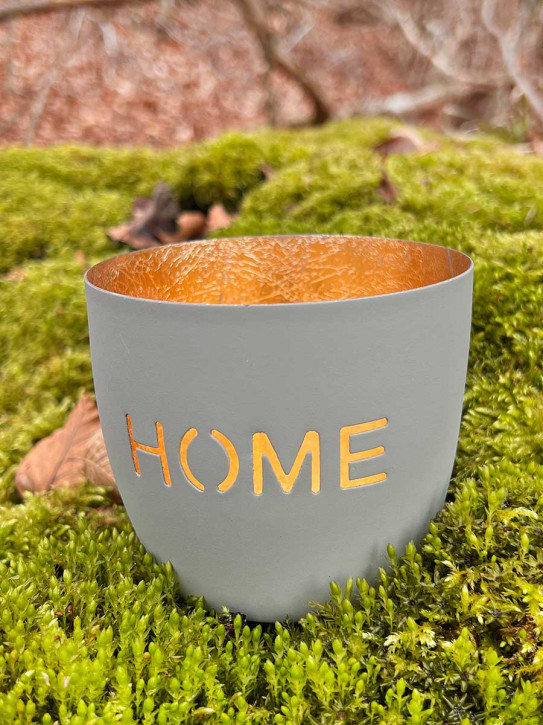 Madras Windlicht M Home flannel-gold GiftCompany