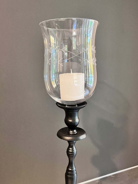 Glas Kerzenhalter Einsatz Stecker Glastülle Windlicht Gravur Blätterranke H17