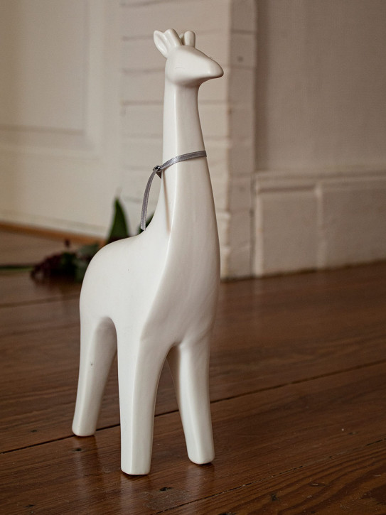 Große Keramik Giraffe "Holger" weiß