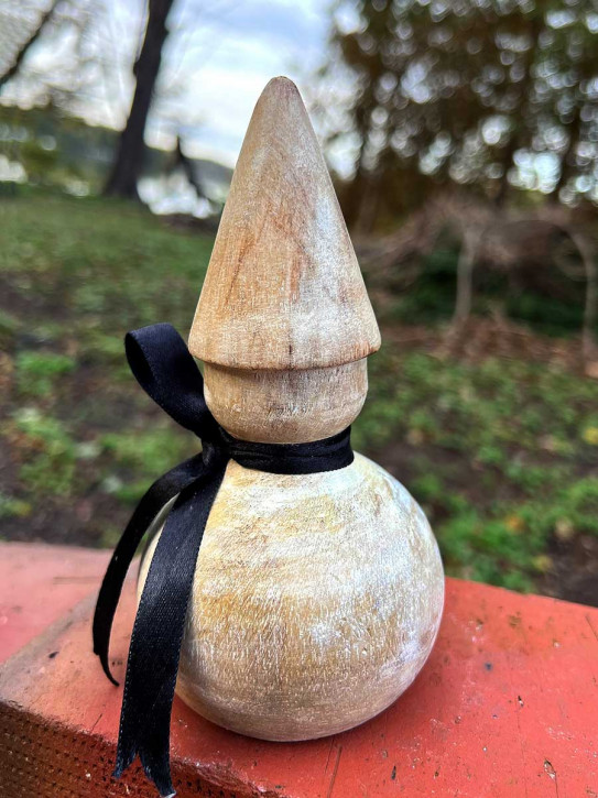 Holzwichtel Zwerg kugelig Shabby Landhausstil glatt H15