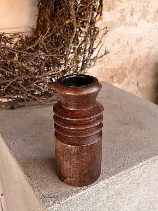 Home Society Holz Kerzenhalter Echo dunkelbraun M H16
