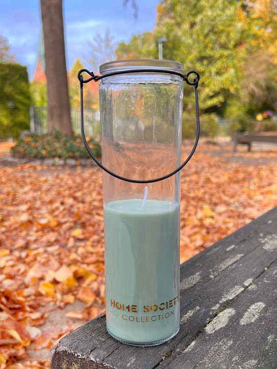 Home Society Candle Tube Kerze Frank im Hängeglas celadon