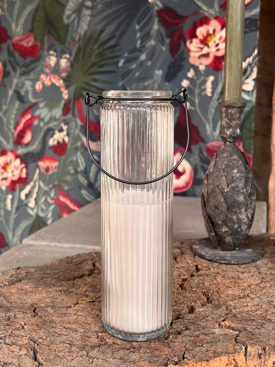 Home Society Candle Tube Kerze Dirk im geriffelten Hängeglas greige Home Society Candle Tube Kerze Dirk im geriffelten Hängeglas greige