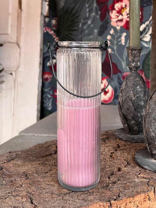 Home Society Candle Tube Kerze Dirk im geriffelten Hängeglas lila flieder Home Society Candle Tube Kerze Dirk im geriffelten Hängeglas lila flieder