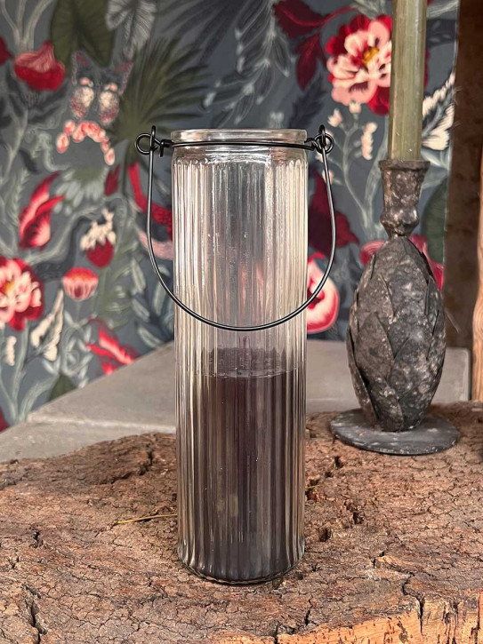 Home Society Candle Tube Kerze Dirk im geriffelten Hängeglas schwarz