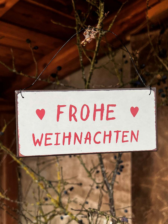 IB Laursen Nostalgie Metallschild Frohe Weihnachten mit Herzen