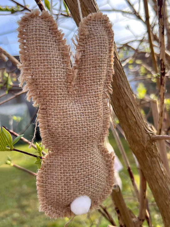 IB Laursen Anhänger Stoffhase Osterhase Hase schlank jutebraun
