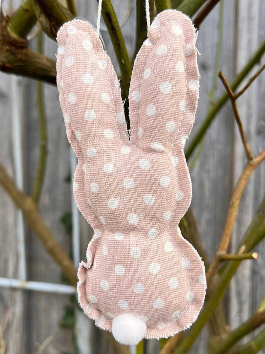 IB Laursen Anhänger Stoffhase Osterhase Hase schlank Pünktchen rosa