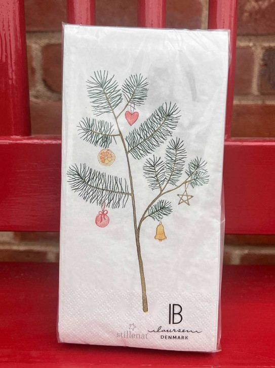 IB Laursen Papier Servietten Zweig mit Weihnachtsschmuck 16 Stück