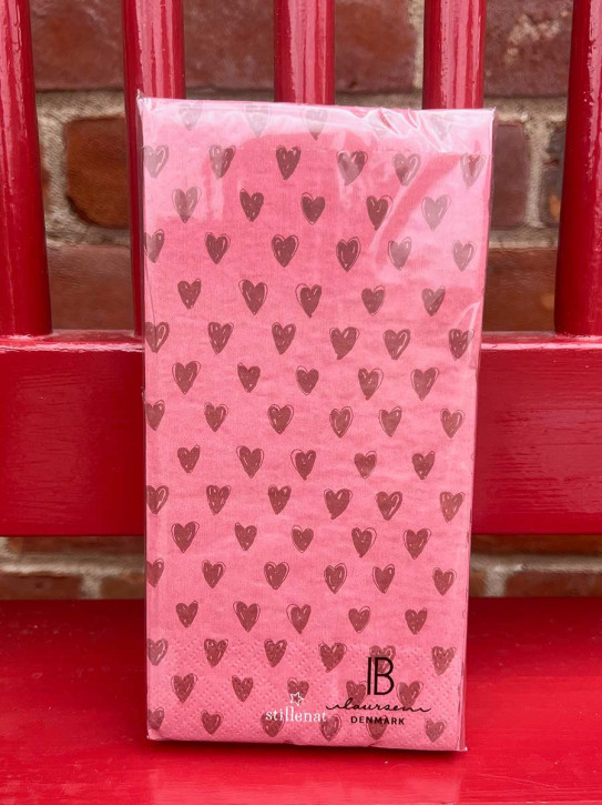 IB Laursen Papier Servietten desert rose rote Herzen 16 Stück