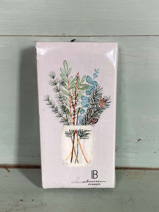 IB Laursen Papier Servietten Weihnachtsstrauß Zweige im Glas 16 Stück