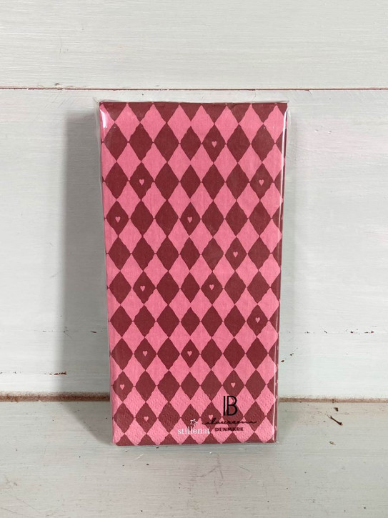 IB Laursen Papier Servietten rot Harlekin Herzchen 16 Stück