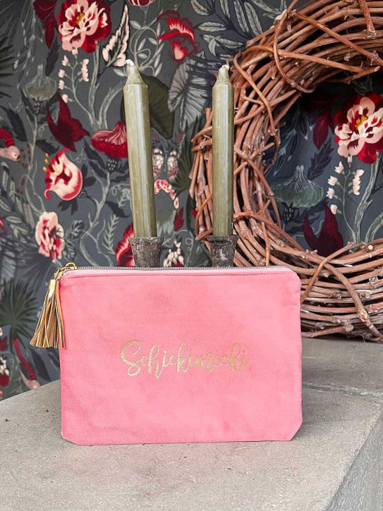 Kosmetik Täschchen Samt Zipper rosa gold Schickimicki