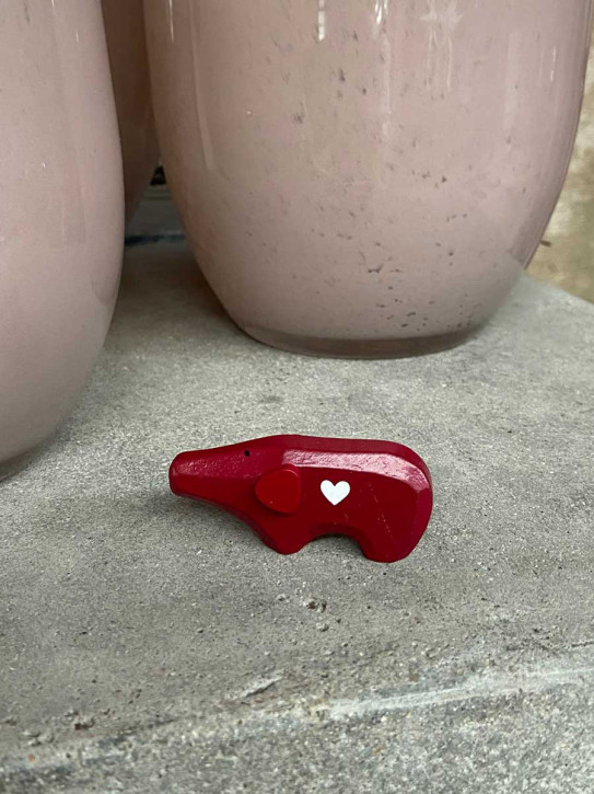 Madleys Mini Glücksschwein Holzschwein rot mit Herzchen
