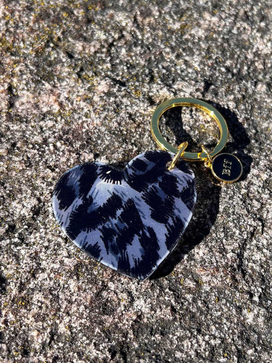 Schlüsselanhänger Leo Herz schwarz Acryl Kunststoff Messingring