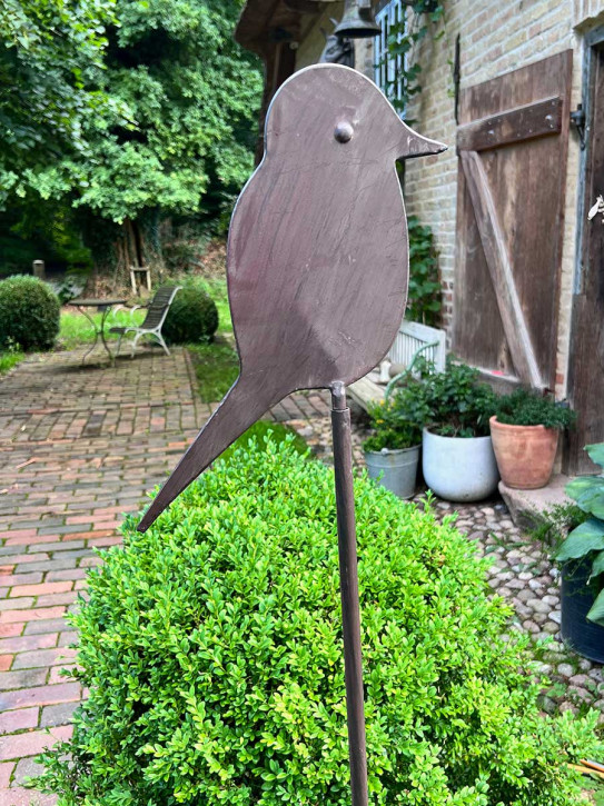 Brauner Gartenstecker Metall Vogel 160 cm