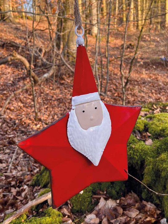 Blechanhänger Weihnachtsmann rot weiß Santa Claus H36