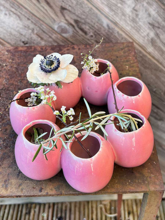 Porzellan Eierkranz Osterkranz Vase Vasenkranz rosa D18