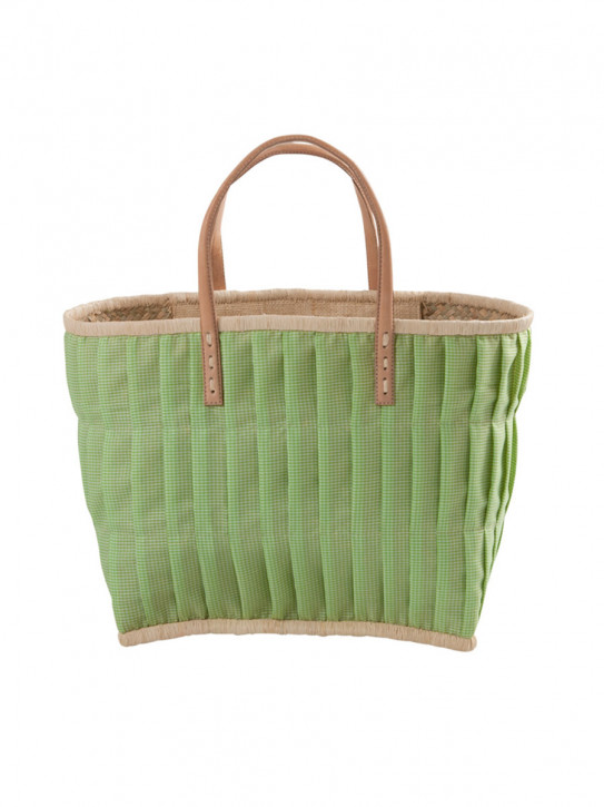 Rice Shopper Tasche groß Raffia grün Vichy-Karo