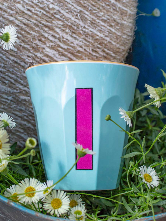 Rice Melamin Becher hellblau Buchstabe I