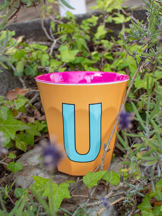 Rice Melamin Becher orange Buchstabe U