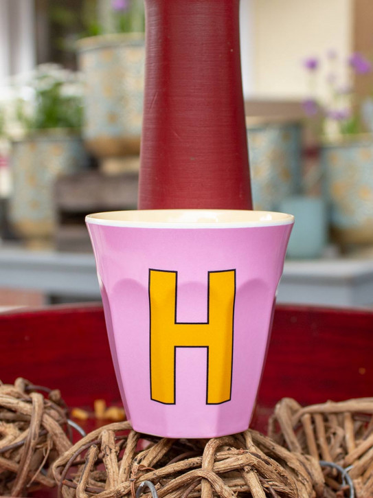 Rice Melamin Becher rosa Buchstabe H