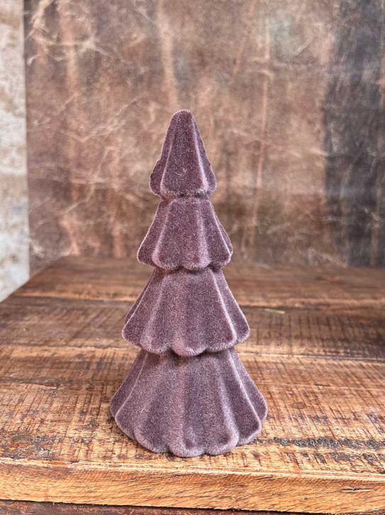 Samt Tannenbaum Tasko beflockt dunkelbraun H17