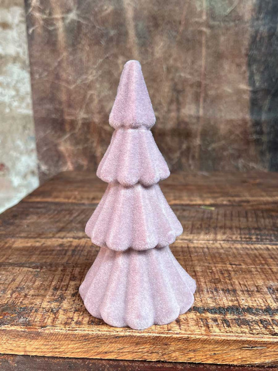Samt Tannenbaum Tasko beflockt graubraun H17