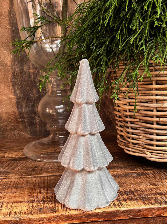 Samt Tannenbaum Tasko beflockt grau H26