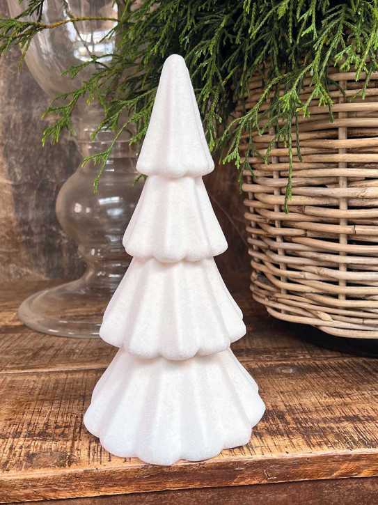 Samt Tannenbaum Tasko beflockt weiss H26